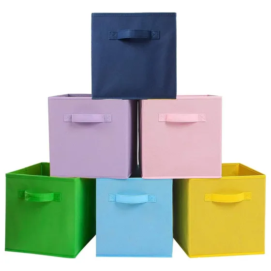 Juego De 6 Cubos De Almacenamiento Plegable Caja De Tela.
