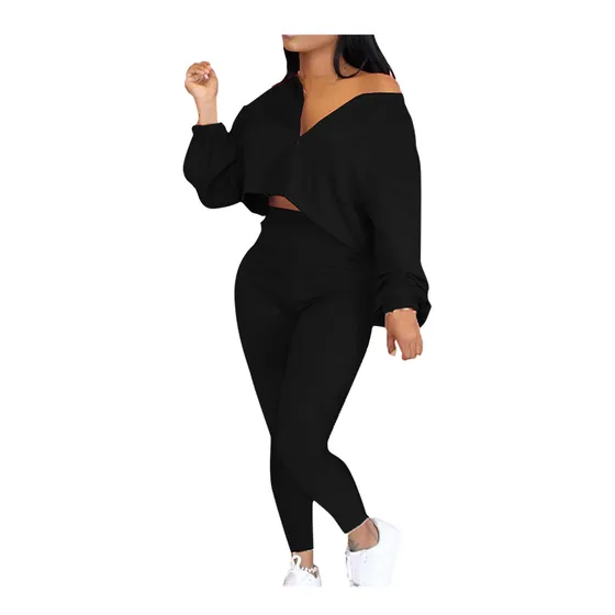 Traje Mujer Elegante Cuello V Manga Larga Pantalon Casual