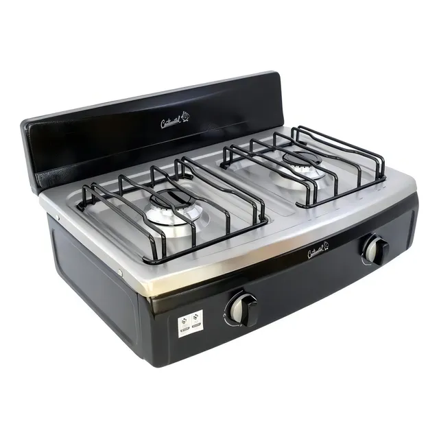 Anafe Gas Pipeta Continental 2141 Puestos Acero Inox Color Negro