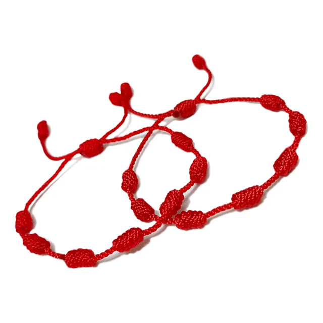 Pulseras Parejas 7 Nudos Hilo Rojo Macramé | Manillas Amor