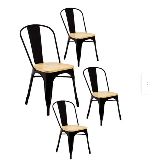 Pack 4 Sillas Tolix De Madera Comedor Estructura de la silla Negro