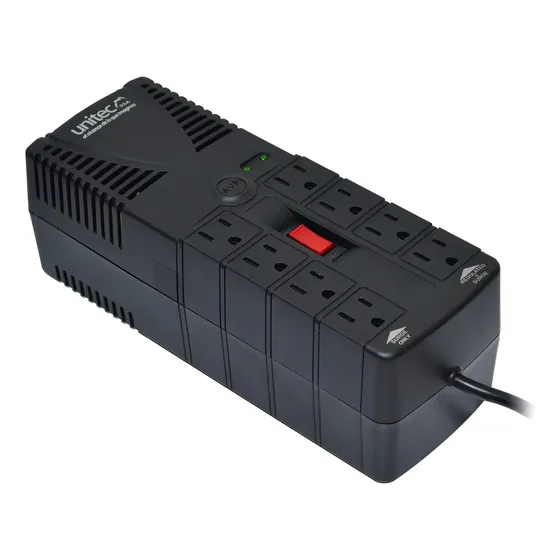 Estabilizador Unitec U-1200 1200VA 8 Tomas Voltaje 110V 90-144VAC | Cuotas sin interés