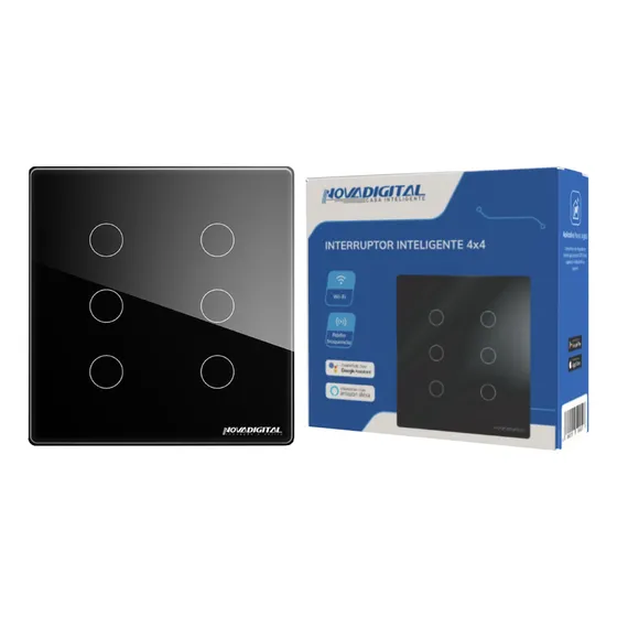 Interruptor Inteligente Wifi Novadigital 6 Botões Tuya Preto