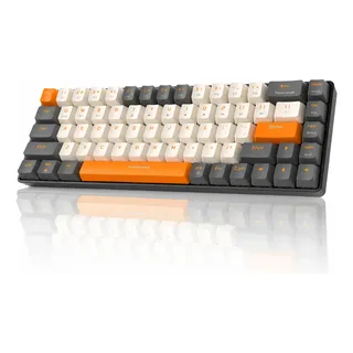 Free Wolf K68 Teclado Mecânico Sem Fio Gamer Bluetooth Pc Bege Português Brasil