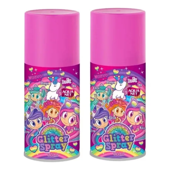 Aqua Net Spray Glitter Niña Peinado 100 Ml Brillos 2 Und