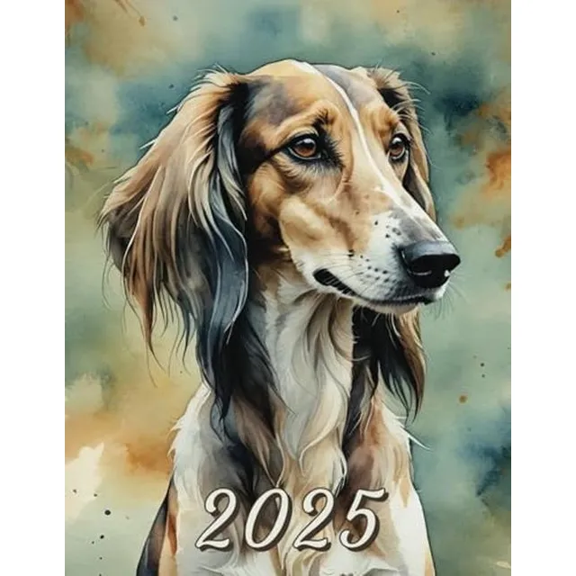 2025: Planificador Mensual Con Perro Saluki (spanish Edition