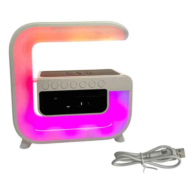 Parlante Bluetooth G Carga Inalambrica Velador Rgb C Color Blanco