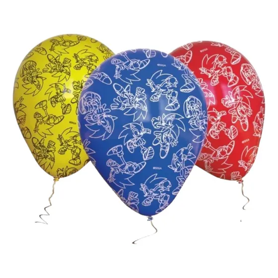 Globos De Sonic Estampados 12 Unidades