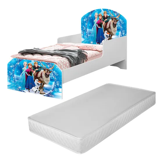 Mini Cama Proteção Lateral Fixa Colchão D23 Incluso Cor Frozen