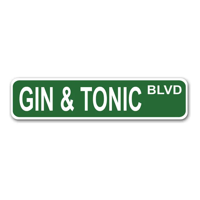 Señal Calle Gin Tonic Blvd Aluminio 4  X 17 