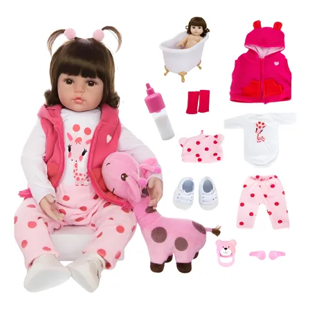 Bebê Reborn Girafinha Banho Silicone Realista Menininha
