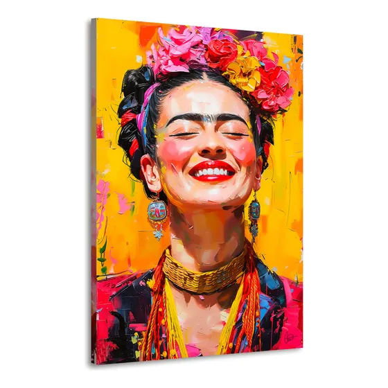 Cuadro Moderno En Tela Canvas Frida Kahlo Sonrisa 