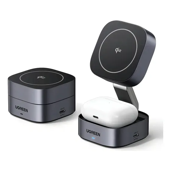 Cargador Inalámbrico Ugreen 35316 15w Con Soporte Magnético Color Gris Oscuro | Cuotas sin interés