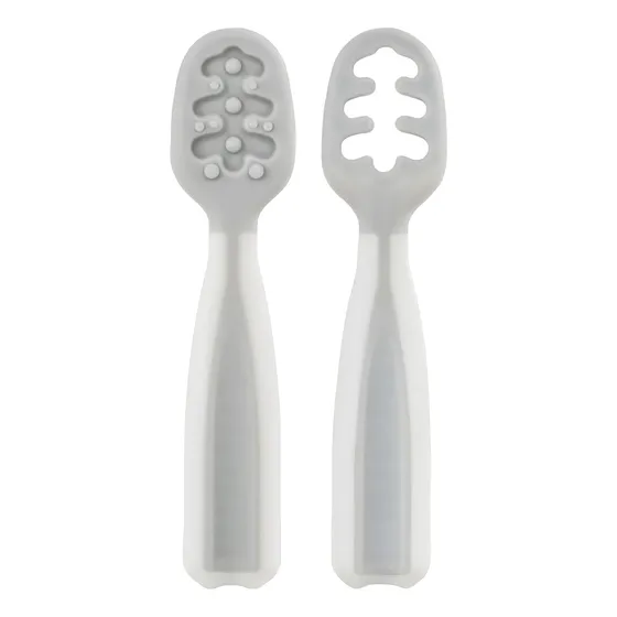 Colher De Treinamento Infantil Flexível Silicone Adaptável Branco