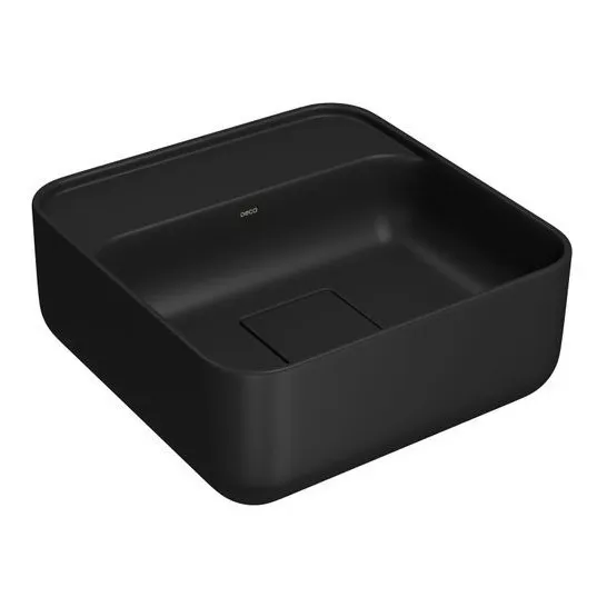 Bacha De Apoyo Cuadrada Negro Mate Deca De Loza 40 Cm Baño