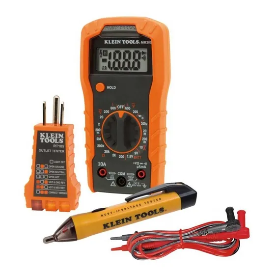 Kit Klein Tools Multímetro + Probador Voltaje + Receptáculo
