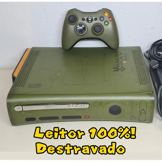 Console Xbox 360 Halo 3 Edition - Completo Destravado /o3 Verde
