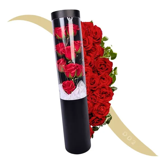 Ramo De Rosas Realistas C/ Luces Led Tubo Regalo Decorativo