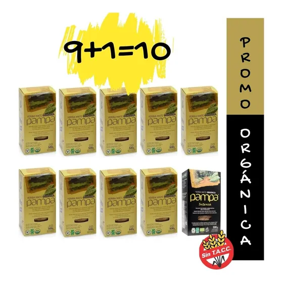 Yerba Mate Pampa Orgánica Suave + Intensa - Combo 9+1 Tigre
