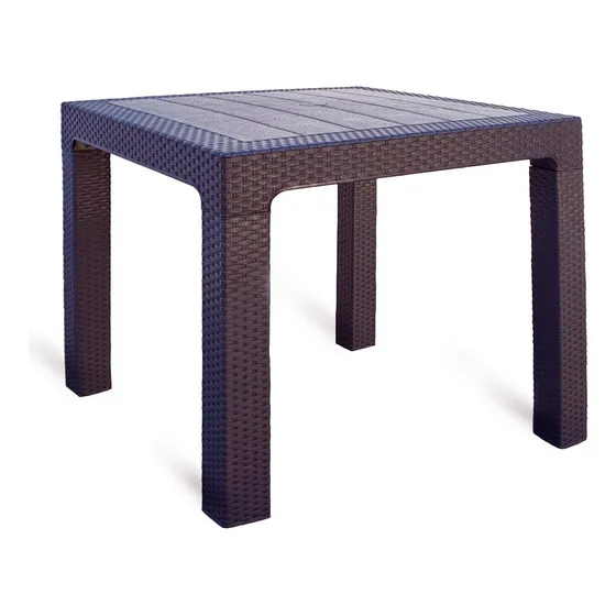 Mesa de exterior POO Simil Rattan de plástico color chocolate