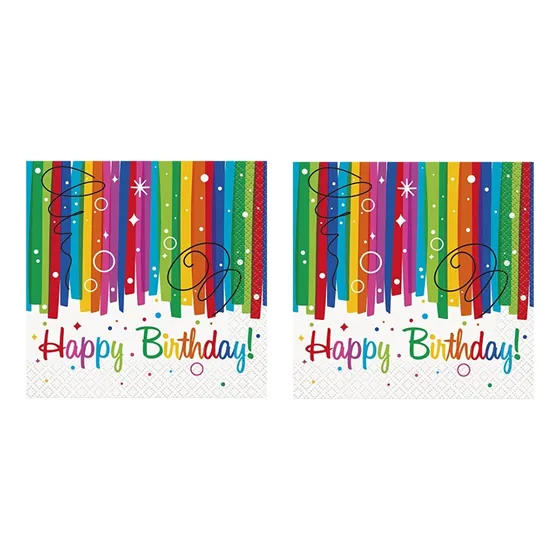 32 Servilletas Listones Arcoiris Fiesta Cumpleaños Rainbow U