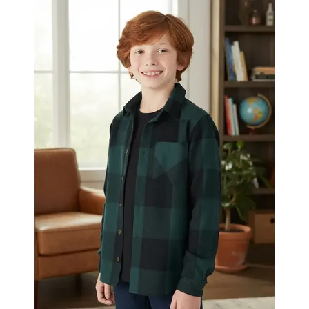 Camisa Xadrez Infantil Menino Juvenil Longa Bolsos Flanelada