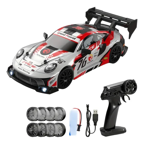 Auto R/c Carreras, Drift Porsche 1.20 Esc. 2.4 G. Luz Leds