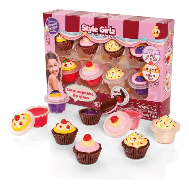 Set Bálsamos Labiales Brillos Lip Gloss Cupcake X8 Uds - Qr!