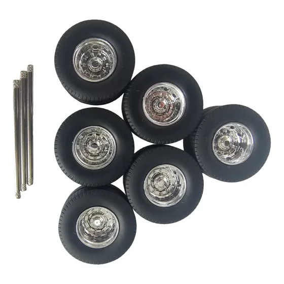 Kit 3 Eixos Rodas Cromadas Carretas 1:50 Tekno = Arpra
