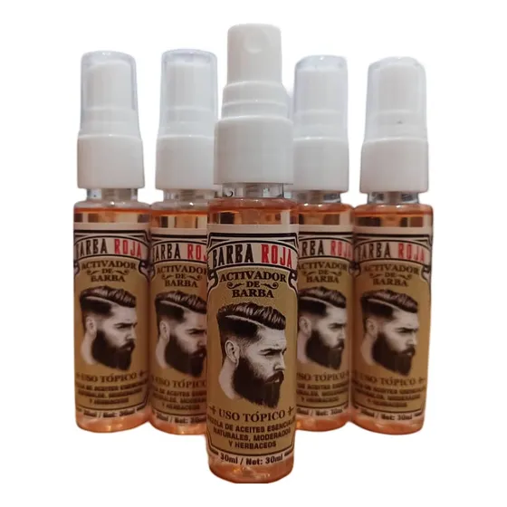 Activador De Barba Mas Poblada Rapidamente Tonico Barba Roja