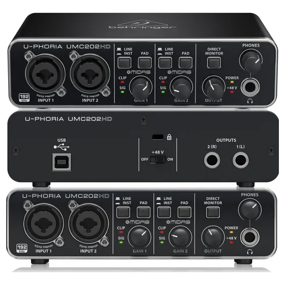 Interface De Áudio Behringer Umc202hd U-phoria Umc202 + Nf