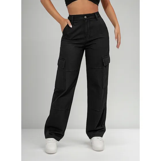 Jeans Cargo Mujer Elastizado, Wide Fit. Todos Los Talles 