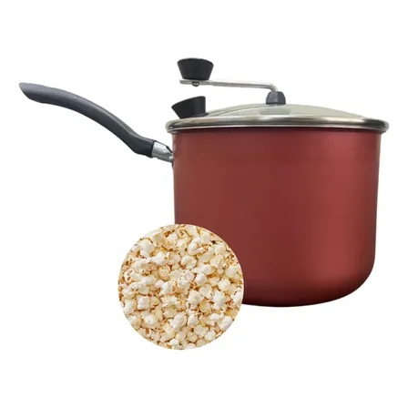 Panela Pipoqueira Antiaderente Vermelho Tampa Vidro 4 Litros Vermelho