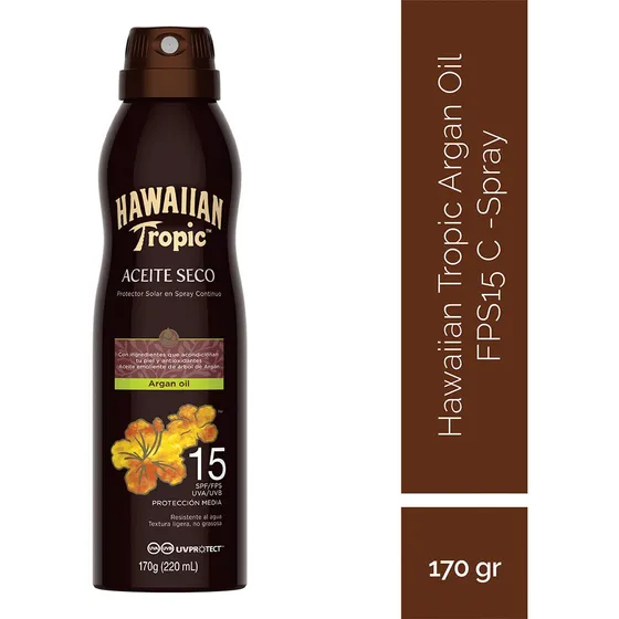 Bronceador en Spray Hawaiian Tropic Argan Oil FPS 15, 170g