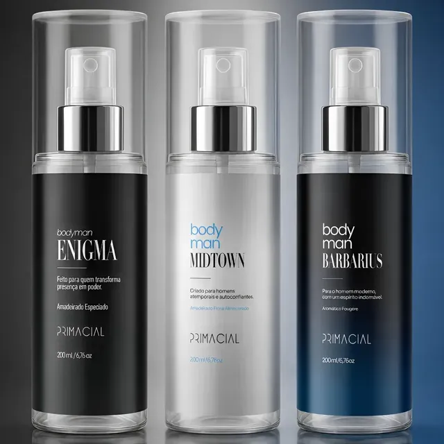 Kit Body Splash Masculino Barbarius + Enigma + Midtown 200ml