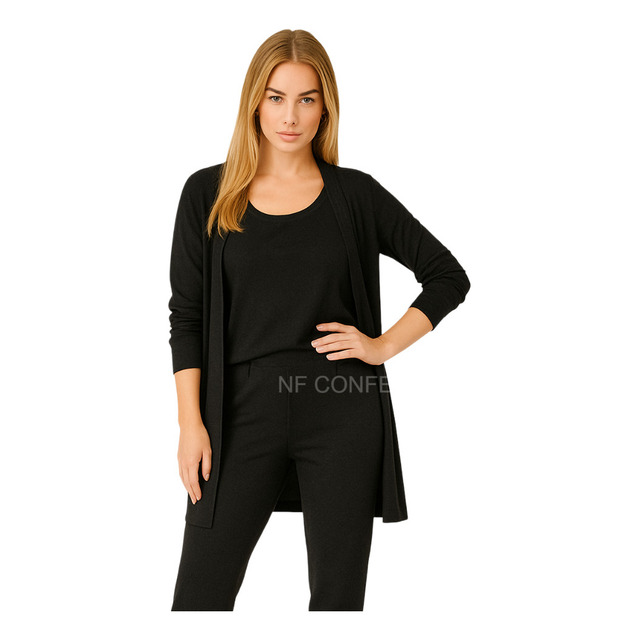 Conjunto Trio Três Peças Cardigan Regata E Calça Viscolycra Conjunto Trio Três Peças Cardigan Regata E Calça Viscolycra