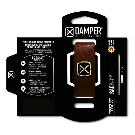 Abafador De Cordas Para Guitarra/baixo/violão Damper Marrom Small - SM
