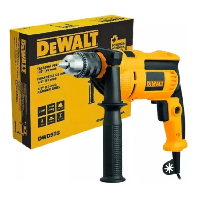 Furadeira De Impacto 13mm 750w Dewalt Dwd502 Com Velocidade Variável E Reversível Amarelo/preto 127v 60hz