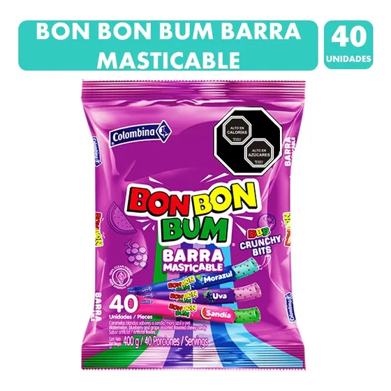 Masticables Barra Bon Bon Bum Crunchy Bits (bolsa Con 40 Un)