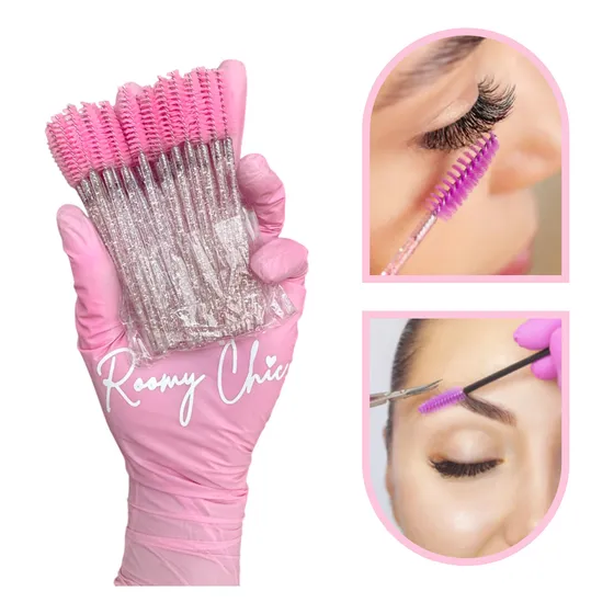 300 Cepillo Roomy Desechables Glitter Para Extensión Pestañas