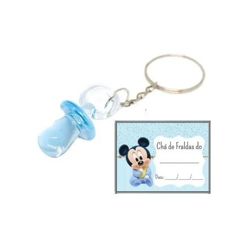 100 Lembrancinha Mini Chupeta Azul Chá De Fralda Bebê Menino