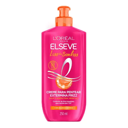 Creme Para Pentear Extermina Frizz 72h Com Proteção Térmica 230°c E Queratina Vegetal, Alinhamento Capilar Elseve Liso Dos Sonhos L'oréal Paris 250ml