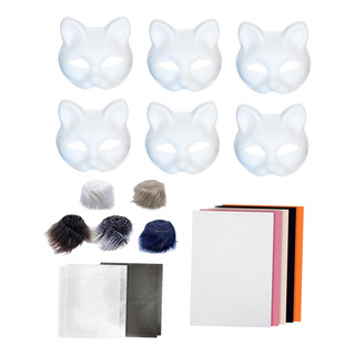 Kit De 6 Máscaras De Gato Para Hacer Tú Mismo, Mascarillas Kit De 6 Máscaras De Gato Para Hacer Tú Mismo, Mascarillas