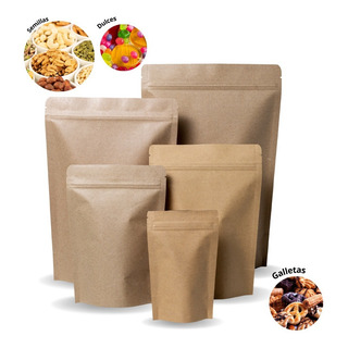 100 Bolsa Stand Up Pouch Con Cierre Papel Kraft De 1000 Grs 100 Bolsa Stand Up Pouch Con Cierre Papel Kraft De 1000 Grs