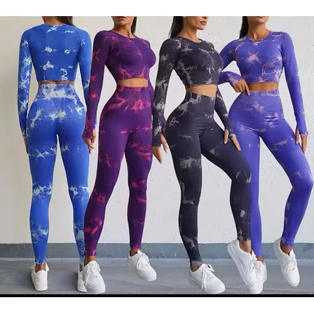 Conjunto Deportivo Mujer Tie Dye Leggins Levanta Gluteos Violeta Oscuro Tie Dye S