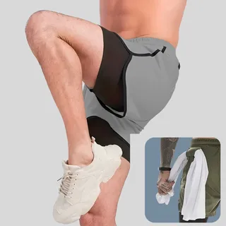 Short Masculino Duplo 2 Em 1 Para Corrida C/ Bolso Interno Short Masculino Duplo 2 Em 1 Para Corrida C/ Bolso Interno