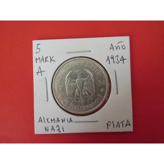  Gran Moneda Alemania  5 Mark De Plata Tercer Reich Año 1934