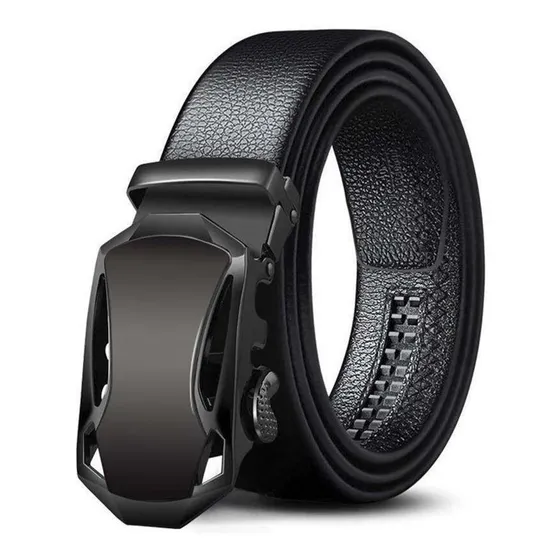 Correa/cinturon Casual Negro Para Hombre [ajustable] Talla Estandar (110-125cm)