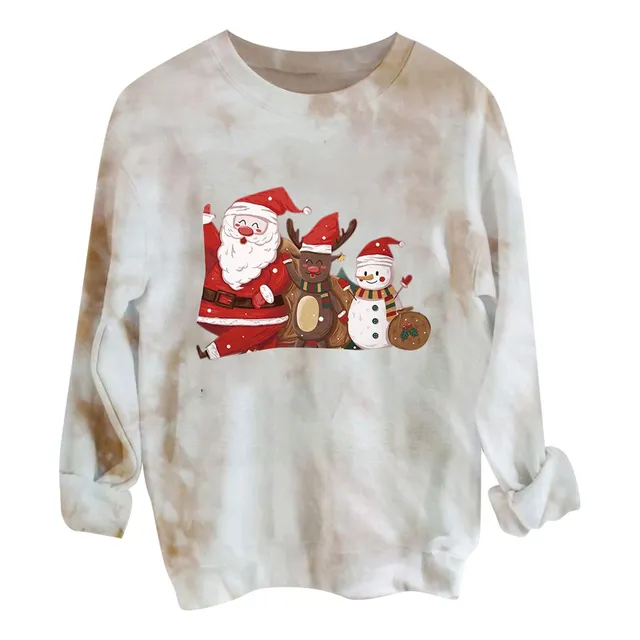 Camiseta Roja Navidad Para Mujer Cuello Redondo Manga Larga