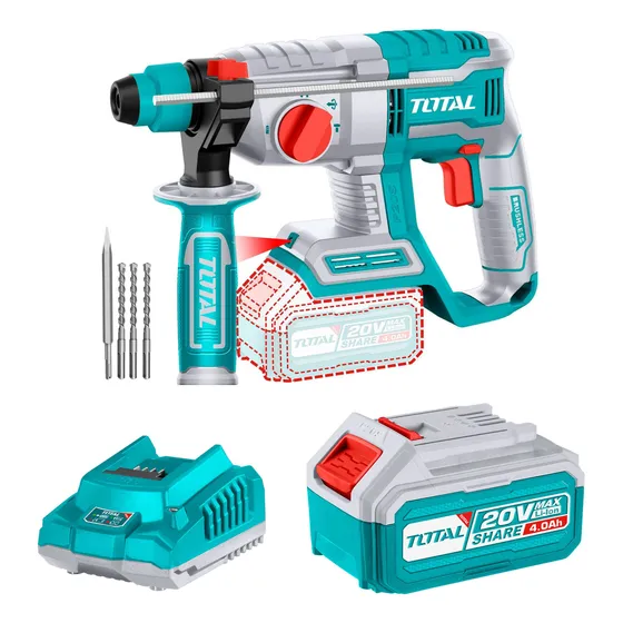 Rotomartillo Total 20v Sds Plus Sin Carbones, Batería + Carg